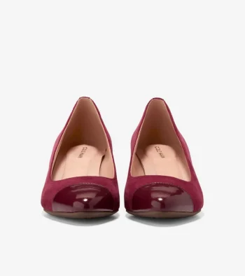 New Cole Haan Women's Go-To Block Heel Pumps 45MM BlackCherryPatent