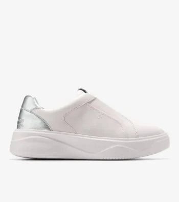 Clearance Cole Haan Women's GrandPr&oslash; Demi Slip-On Sneakers NimbusCloud-Silver-OpticWhite