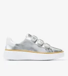Hot Cole Haan Women's GrandPr&oslash; Topspin Triple Strap Sneakers Silver-OpticWhite