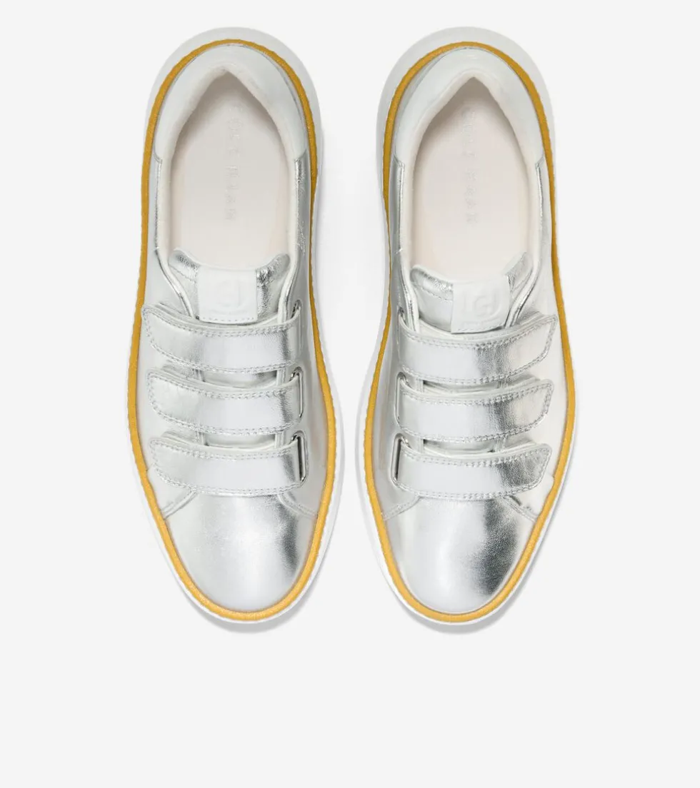 womens-grandproslash-topspin-t-BMdsYSRM-3.webp Hot Cole Haan Women's GrandPrø Topspin Triple Strap Sneakers Silver-OpticWhite