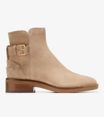 Sale Cole Haan Women's Hampshire Buckle Ankle Boots DarkLatteSuede