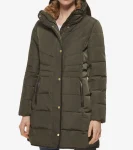 Hot Cole Haan Women's Hidden-Hood Puffer Coat Forest