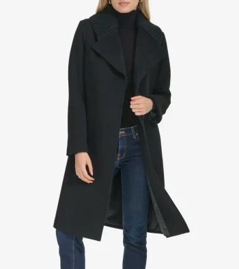Outlet Cole Haan Women's Knit-Collar Coat Black