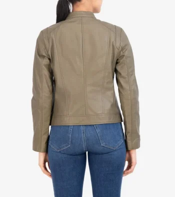 New Cole Haan Women's Lambskin Leather Jacket Sage