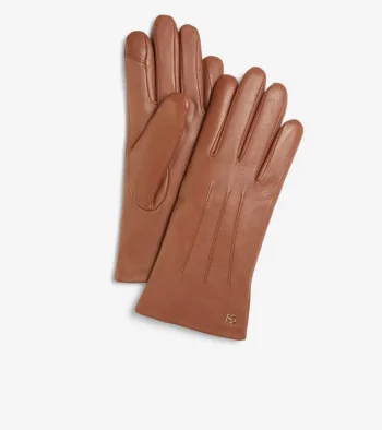 Clearance Cole Haan Women's Leather Touch Screen Gloves BritishTan