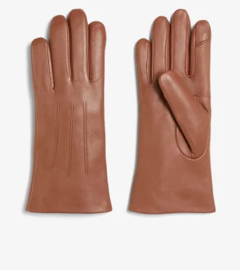 Clearance Cole Haan Women's Leather Touch Screen Gloves BritishTan