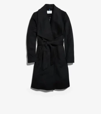 Online Cole Haan Women's Long Wool Wrap Coat Black