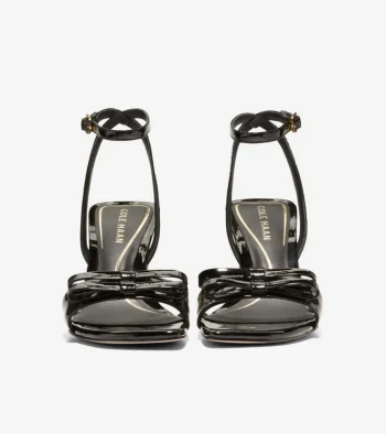 New Cole Haan Women's Noella Bow Sandals BlackPatent