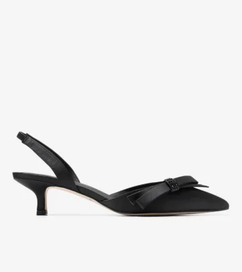 New Cole Haan Women's Noella Bow Slingback Pumps BlackCrystal