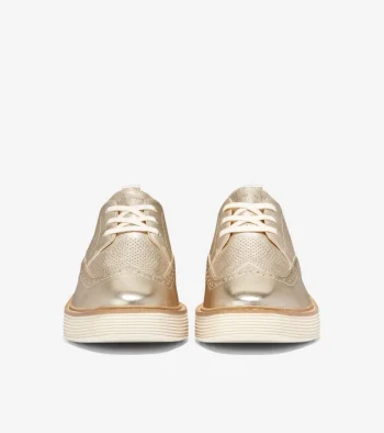 Discount Cole Haan Women's ØriginalGrand Platform Wingtip Oxfords GoldTalca-Ivory