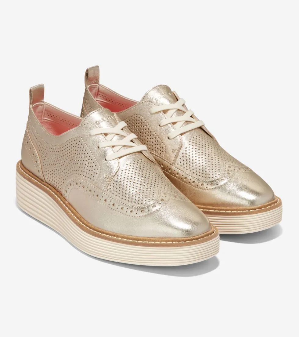 womens-oslashriginalgrand-plat-ccGoxshi-4.webp Discount Cole Haan Women's ØriginalGrand Platform Wingtip Oxfords GoldTalca-Ivory