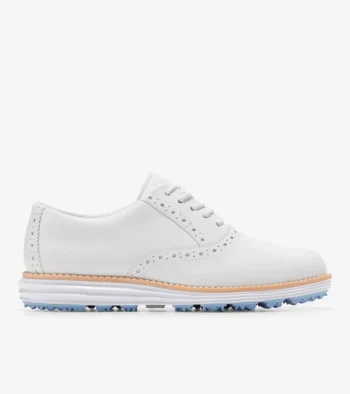 Sale Cole Haan Women's &Oslash;riginalGrand Shortwing Oxford Waterproof Golf Shoes OpticWhite-Blue-Bell