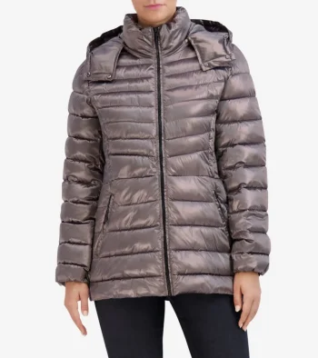 Best Cole Haan Women's Quilted Pearl Puffer Jacket Gunmetal