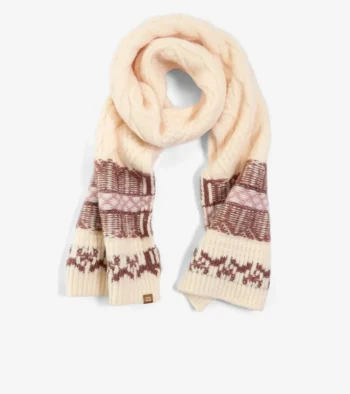 Outlet Cole Haan Women's Reversible Fair Isle Scarf Natural