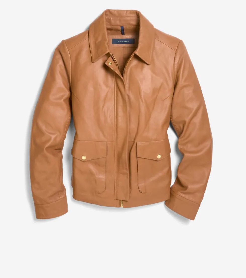 womens-shirt-collar-trucker-ja-jGyPSiRb-2.webp Best Cole Haan Women's Shirt Collar Trucker Jacket Hazelnut