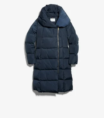 Outlet Cole Haan Women's Signature Asymmetrical Collar Convertible Coat 40in Navy