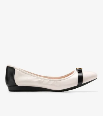 Hot Cole Haan Women's Tova Bow Ballet Ivory-Black