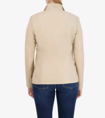 Online Cole Haan Women's Wing Collar Leather Jacket Cream