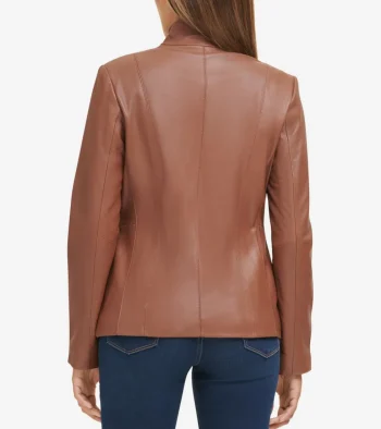 Online Cole Haan Women's Wing Collar Leather Jacket Hickory