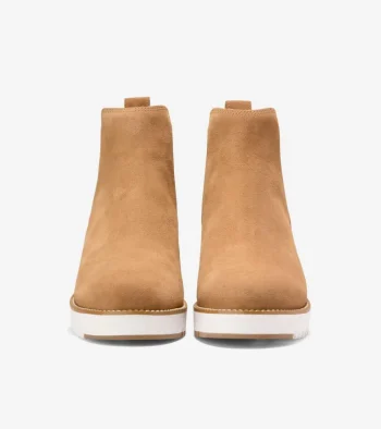 Online Cole Haan Women's ZER&Oslash;GRAND City Wedge Water Proof Chelsea Boots GoldenToffee-Ivory