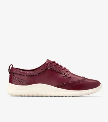 Discount Cole Haan Women's ZER&Oslash;GRAND Meritt Wingtip Oxfords BlackCherry-Ivory