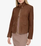 Fashion Cole Haan Women's Zip-Front Suede Jacket Chocolate
