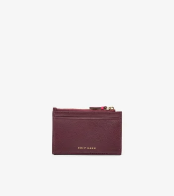 Discount Cole Haan Zip Card Case Bloodstone-BlackCherry